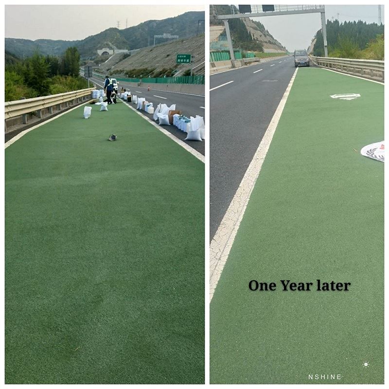 Comparación de carreteras coloreadas después de un año